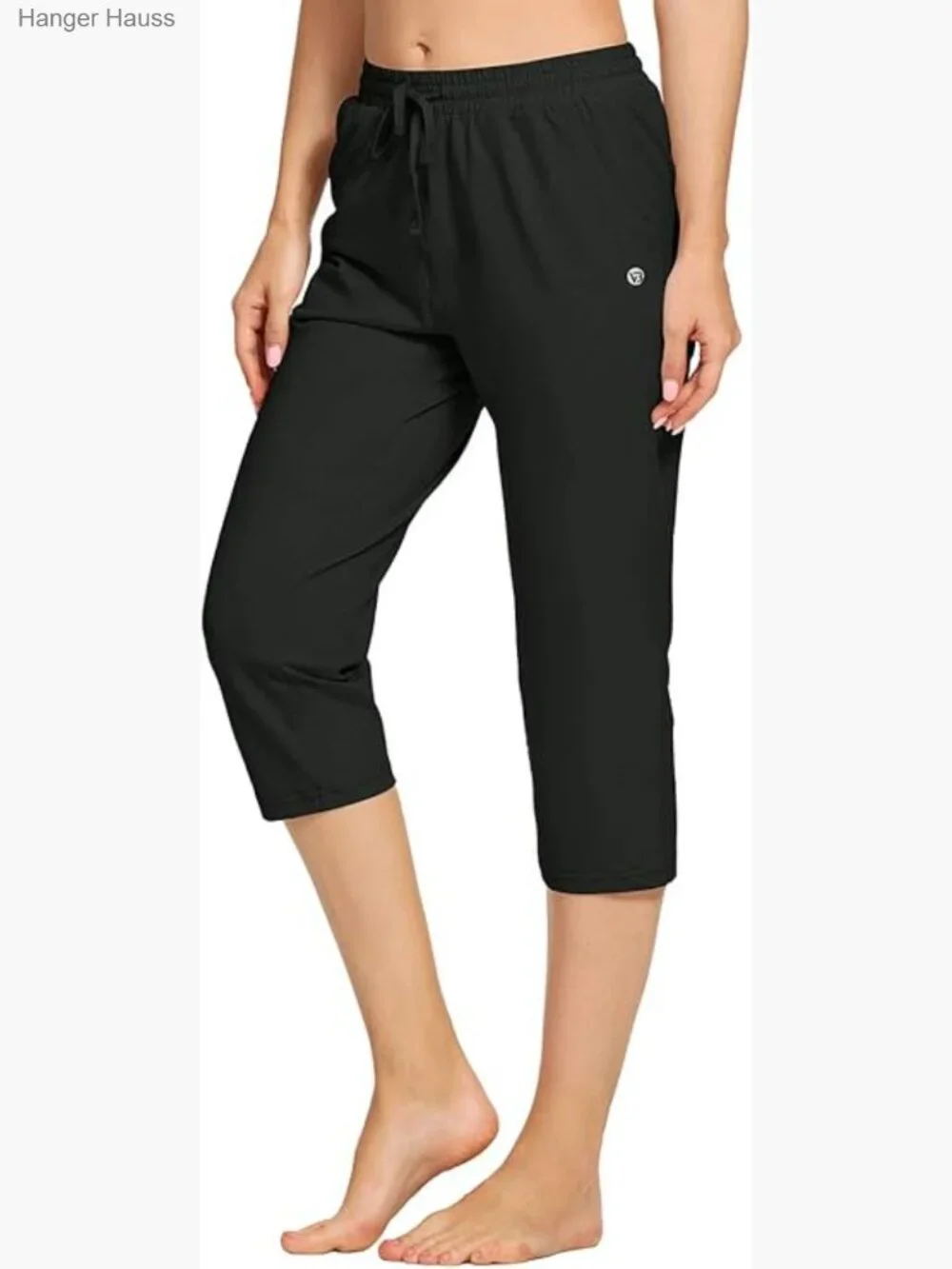 Cotton Jersey Yoga Capris Drawstring Joggers Loose Fit Pockets